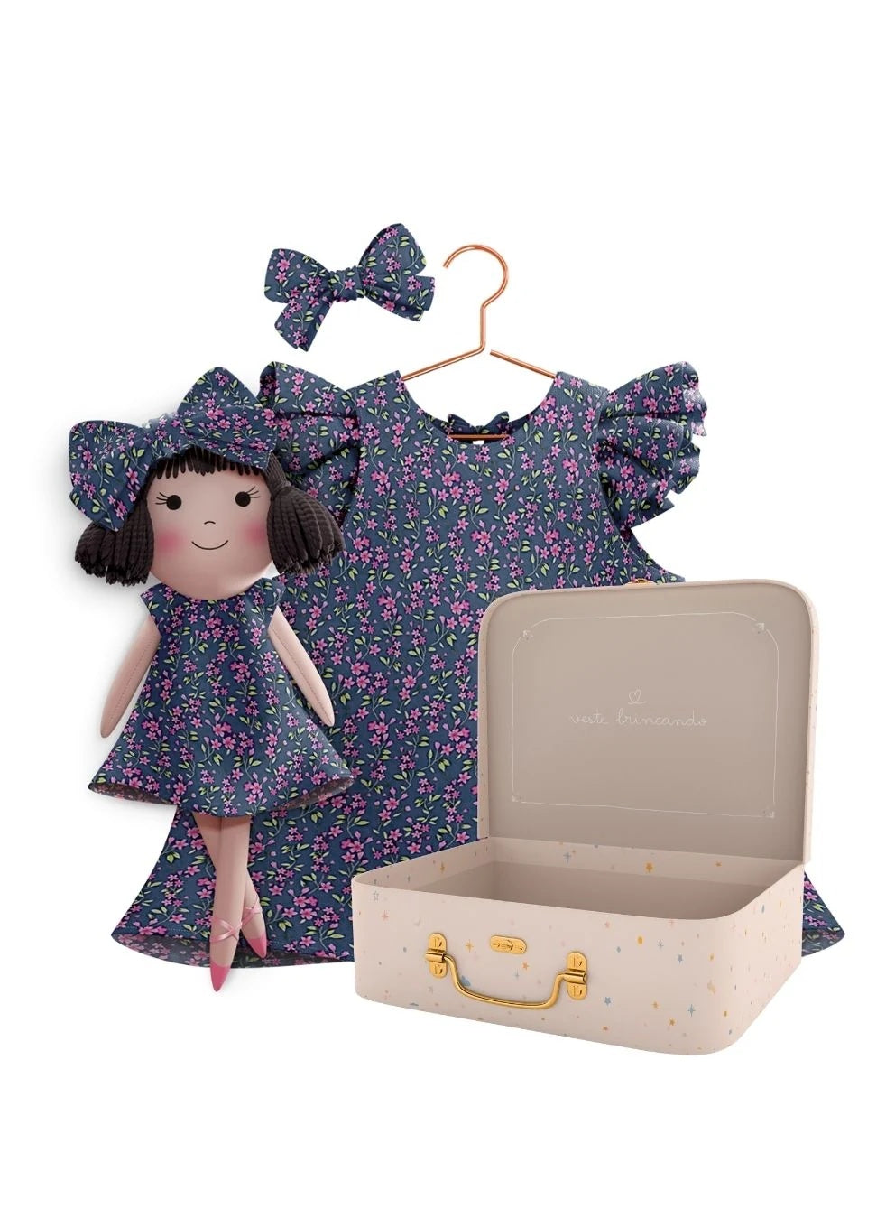 Blossom dress, doll Alice and Petit Case - true fabric color