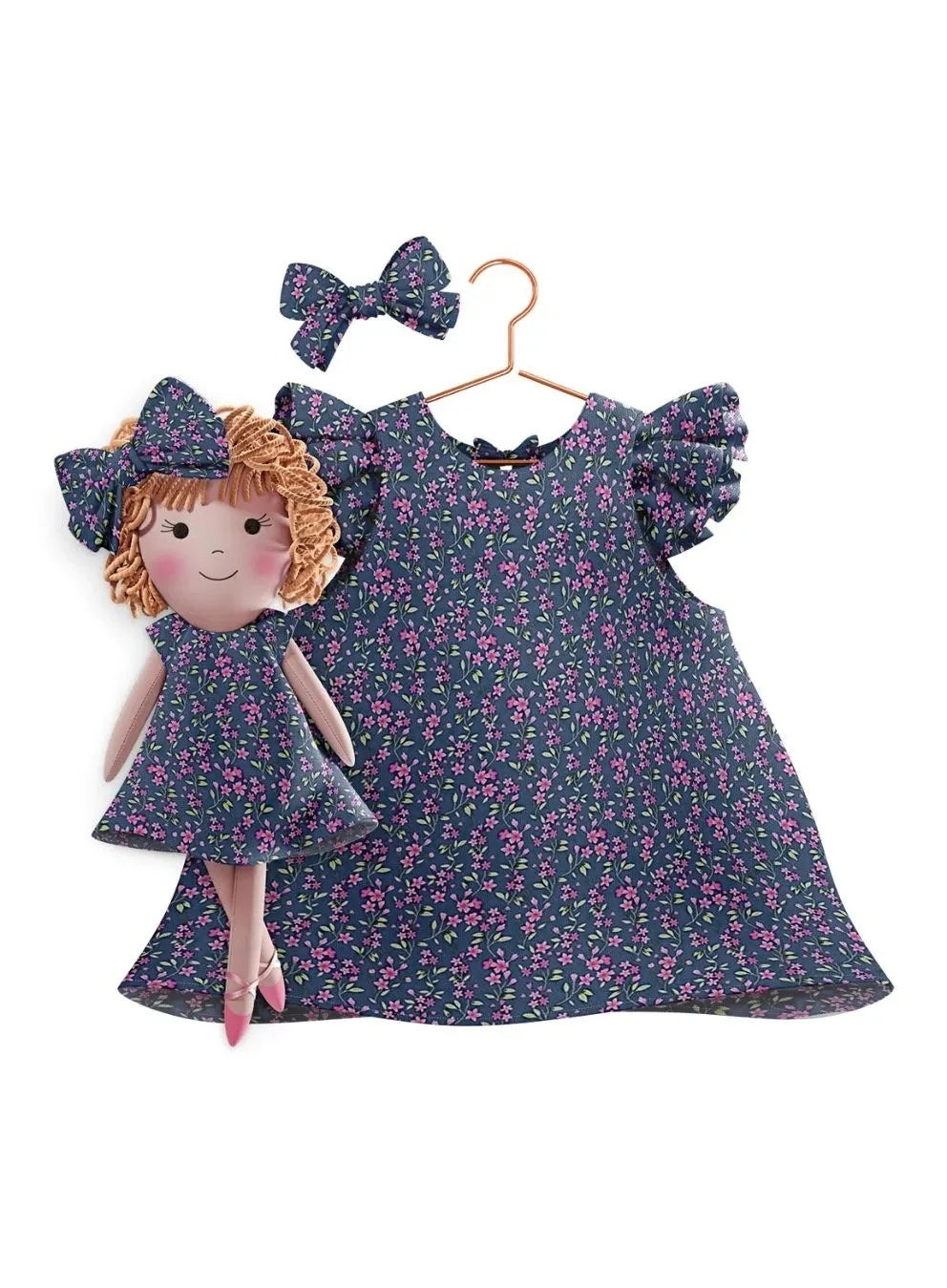 Blossom dress and matching doll Annie - true fabric color