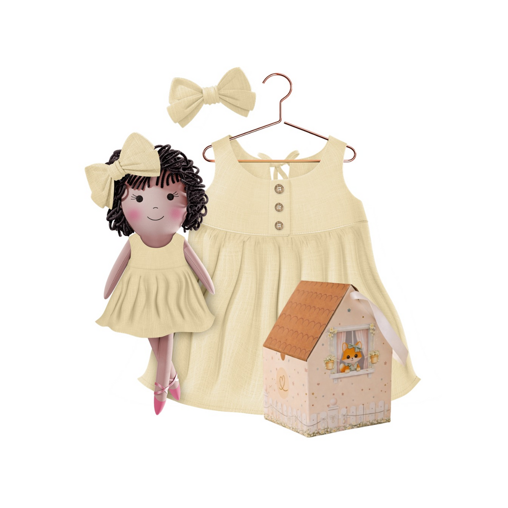 Kit Boneca Nelinha Liso Amarelo