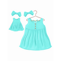 Handmade Girls Classic Green Cotton Dress – Toddler & Baby – detail