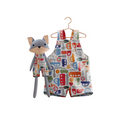 Boys Cars Romper & Matching Plush Toy – Handmade Cotton, Mr. Fox – detail