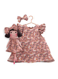 Girls cotton dress with matching handmade cloth doll