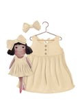 Girls cotton dress with matching handmade cloth doll
