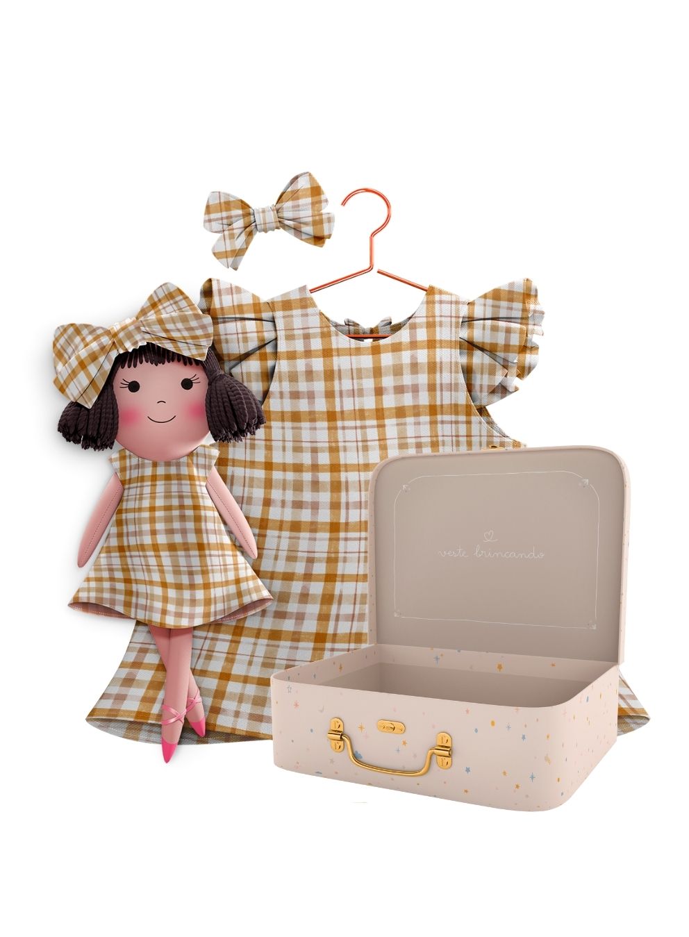 Alice cloth doll with her Petit Case keepsake suitcase