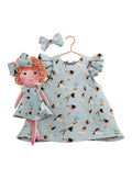 Girls cotton dress with matching handmade cloth doll