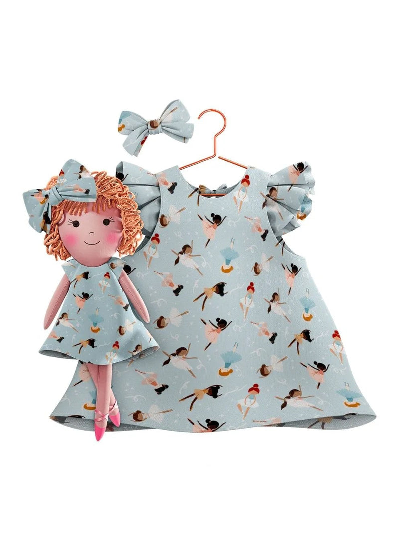 Ballerina matching dress and handmade doll set