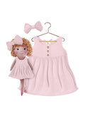 Girls cotton dress with matching handmade cloth doll