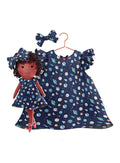 Girls cotton dress with matching handmade cloth doll