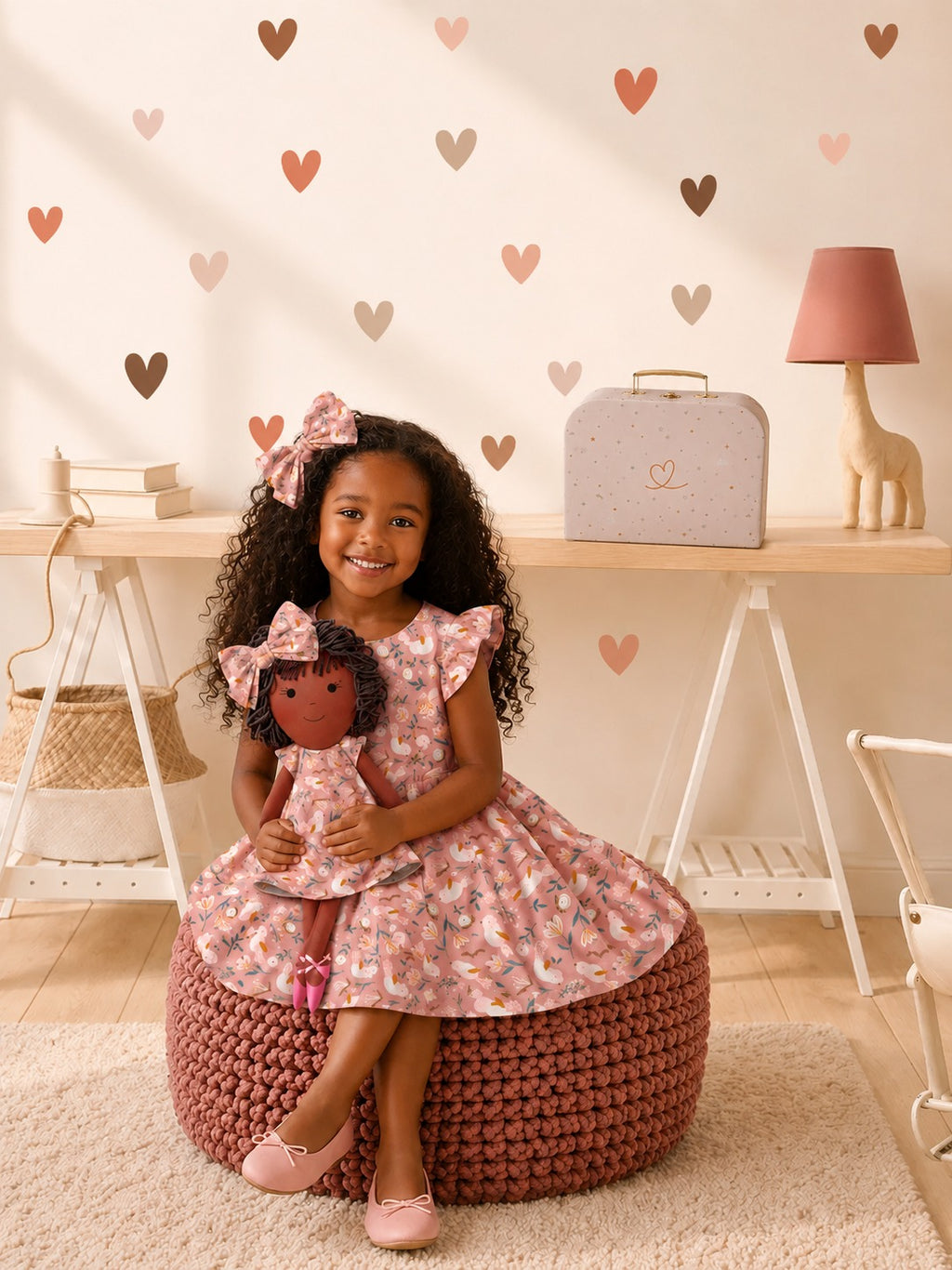Girls Garden Dress & Matching Doll Set with Petit Case – Bella