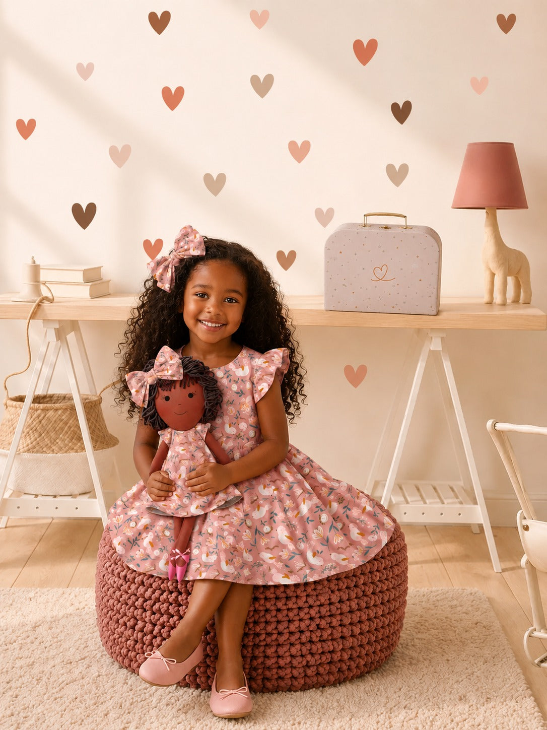 Girls Garden Dress & Matching Doll Set with Petit Case – Bella