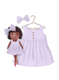 Girls cotton dress with matching handmade cloth doll