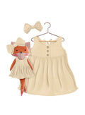 Girls cotton dress with matching handmade cloth doll