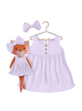 Girls cotton dress with matching handmade cloth doll