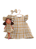 Girls cotton dress with matching handmade cloth doll