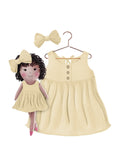 Girls cotton dress with matching handmade cloth doll