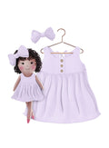 Girls cotton dress with matching handmade cloth doll