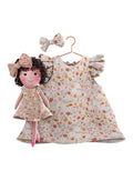 Girls cotton dress with matching handmade cloth doll