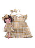 Girls cotton dress with matching handmade cloth doll