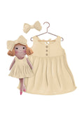 Girls cotton dress with matching handmade cloth doll