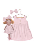 Girls cotton dress with matching handmade cloth doll