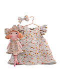 Girls cotton dress with matching handmade cloth doll