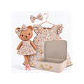 Girls Picnic dress set with Honey Bear cloth doll and Petit Case keepsake suitcase