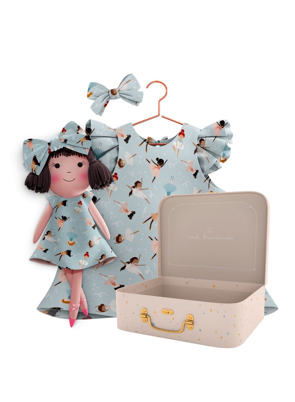 Alice cloth doll with her Petit Case keepsake suitcase