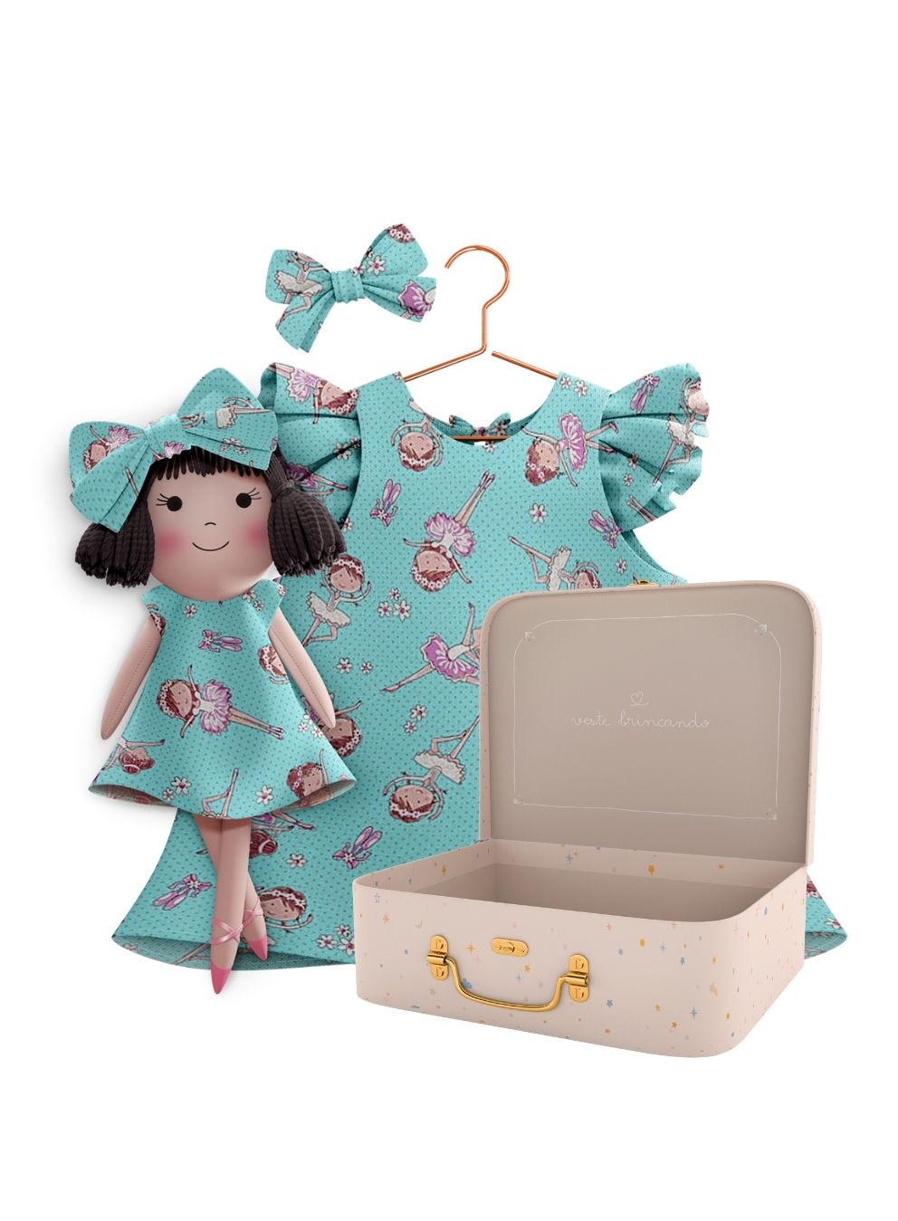 Alice cloth doll with her Petit Case keepsake suitcase