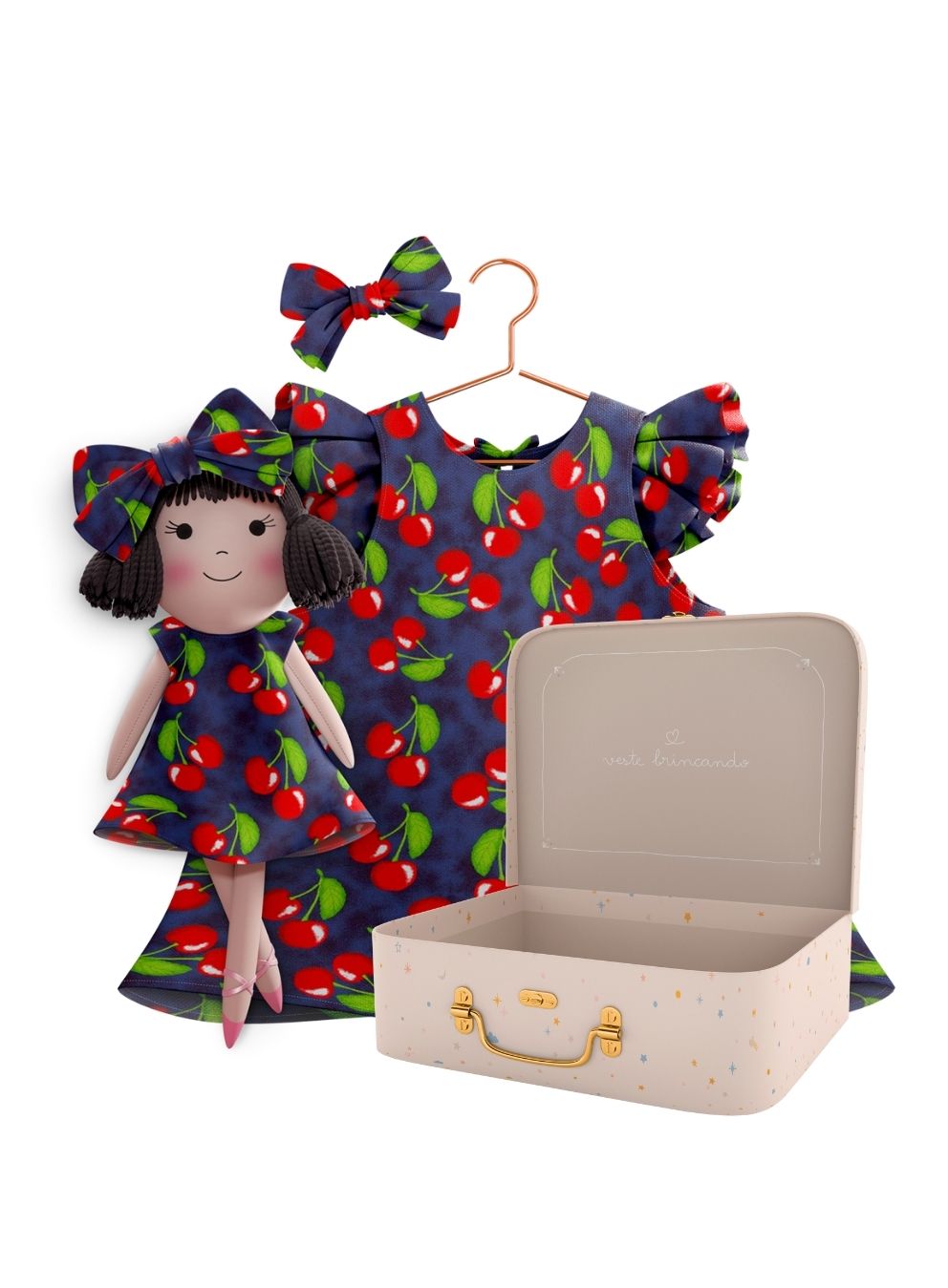 Alice cloth doll with her Petit Case keepsake suitcase