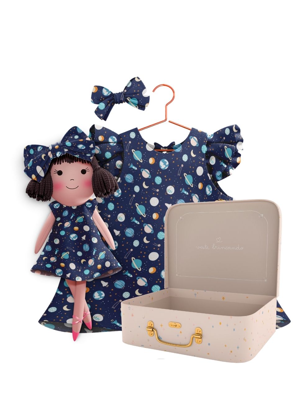 Alice cloth doll with her Petit Case keepsake suitcase