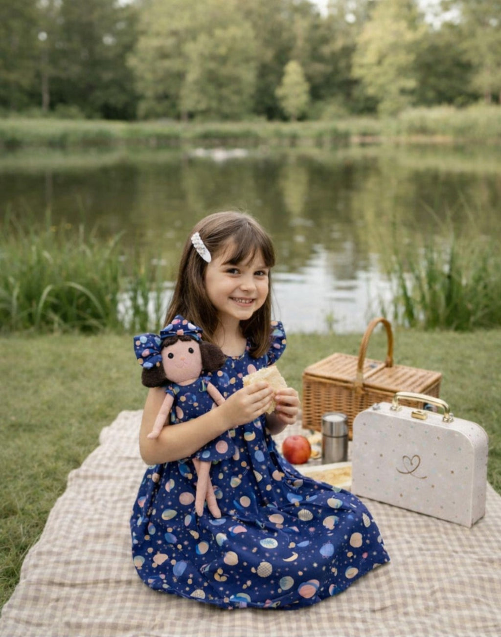 Girls Space Dress & Matching Doll Set with Petit Case – Alice