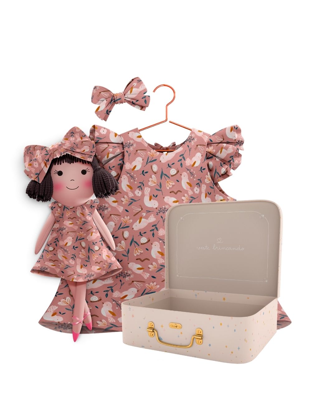 Alice cloth doll with her Petit Case keepsake suitcase