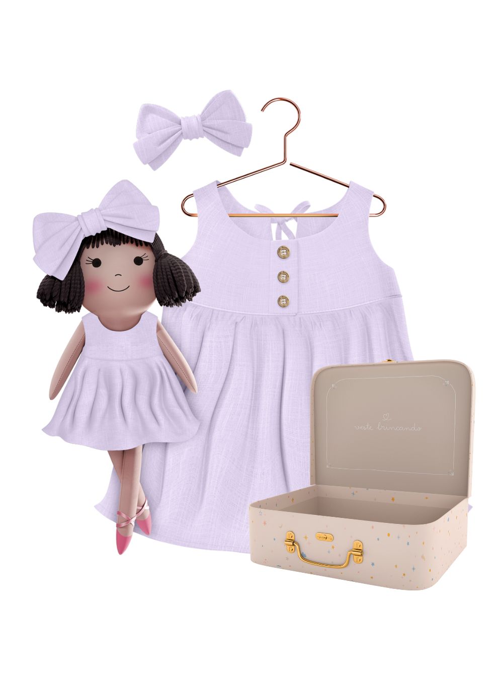 Alice cloth doll with her Petit Case keepsake suitcase