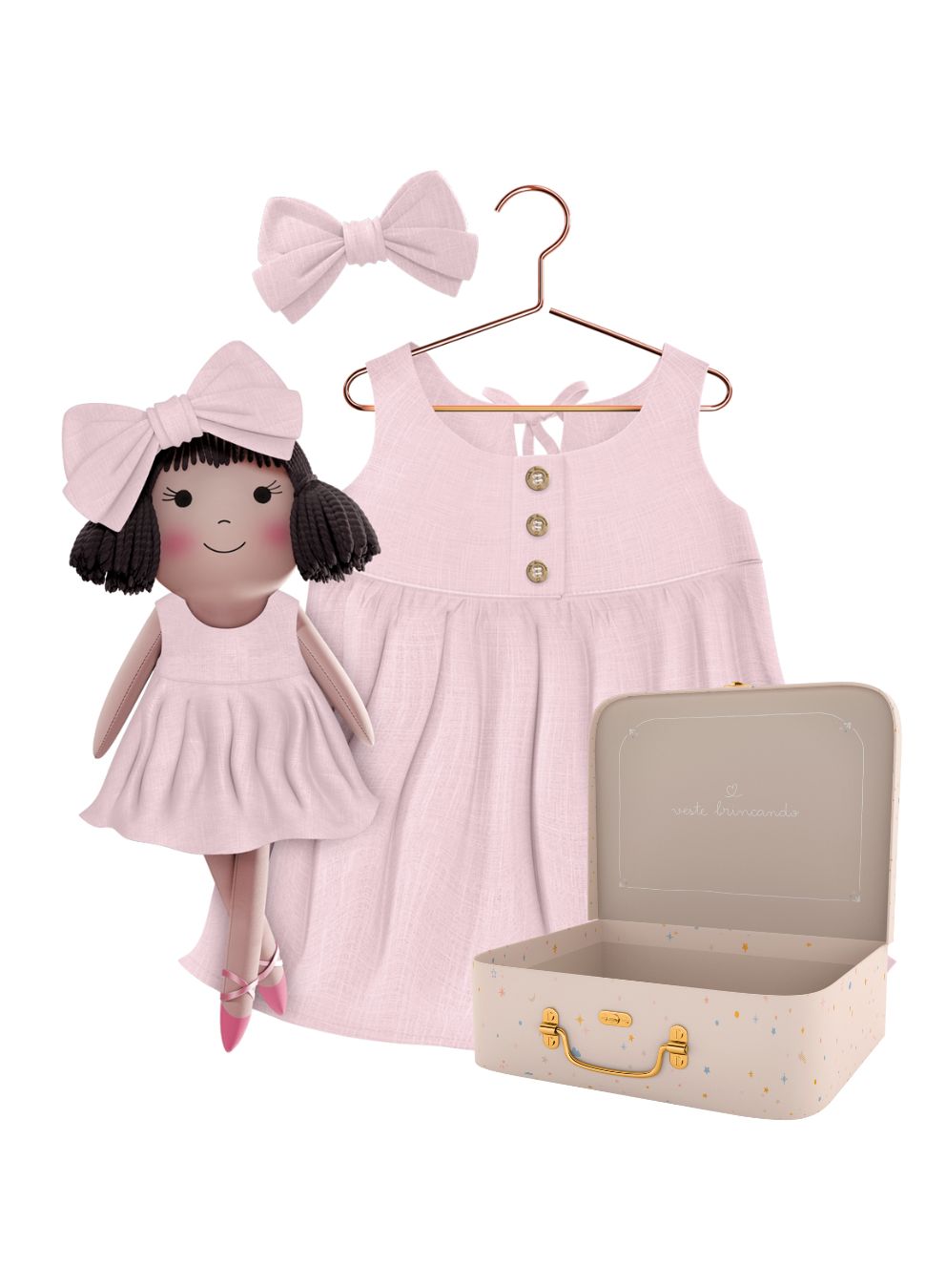 Alice cloth doll with her Petit Case keepsake suitcase