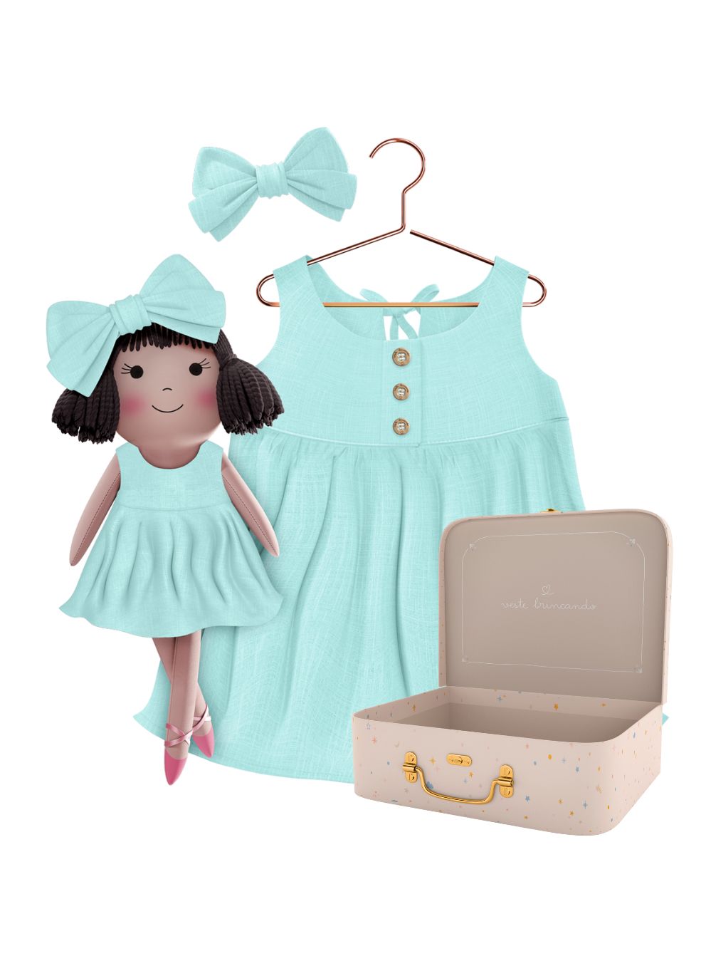 Alice cloth doll with her Petit Case keepsake suitcase