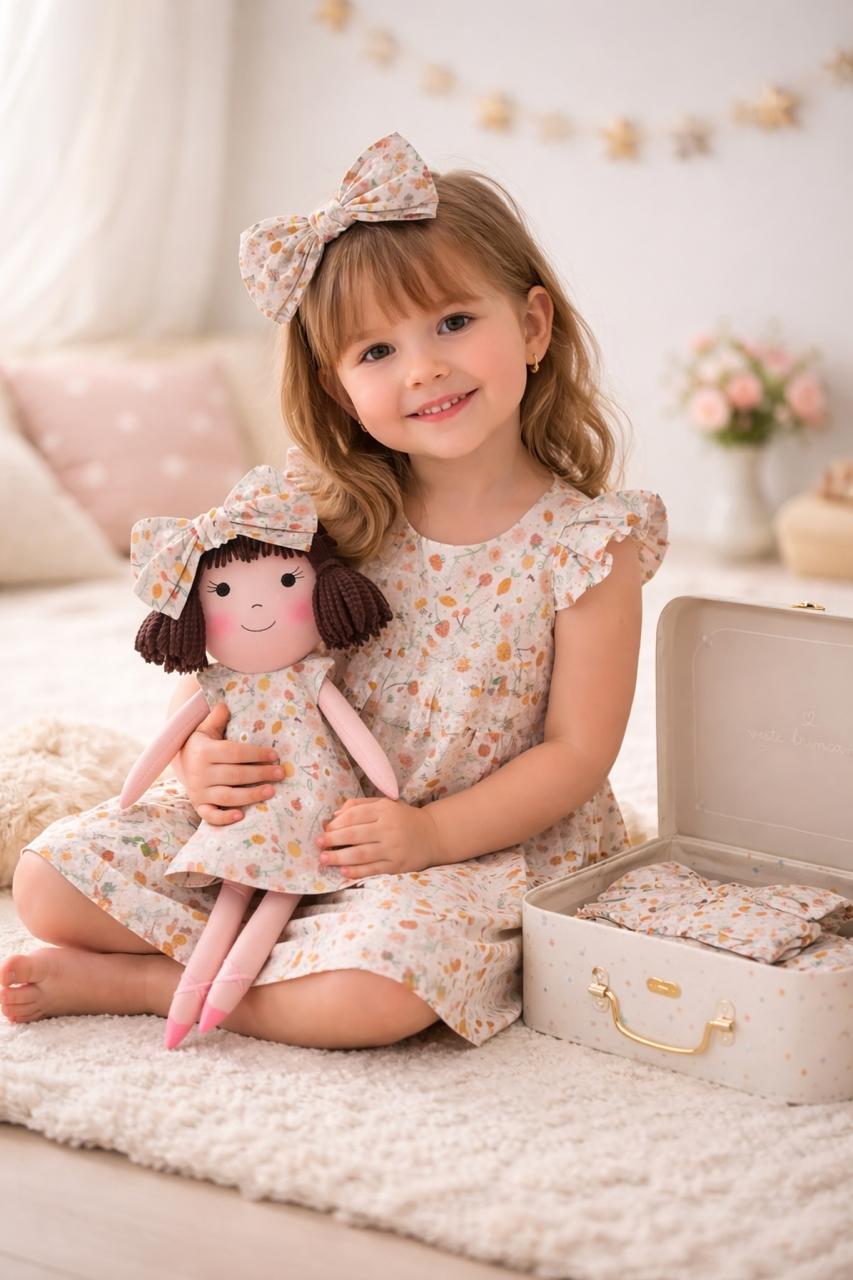 Girls Picnic Dress & Matching Doll Set with Petit Case – Alice