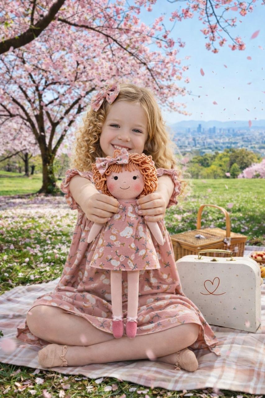 Girls Garden Dress & Matching Doll Set with Petit Case – Annie