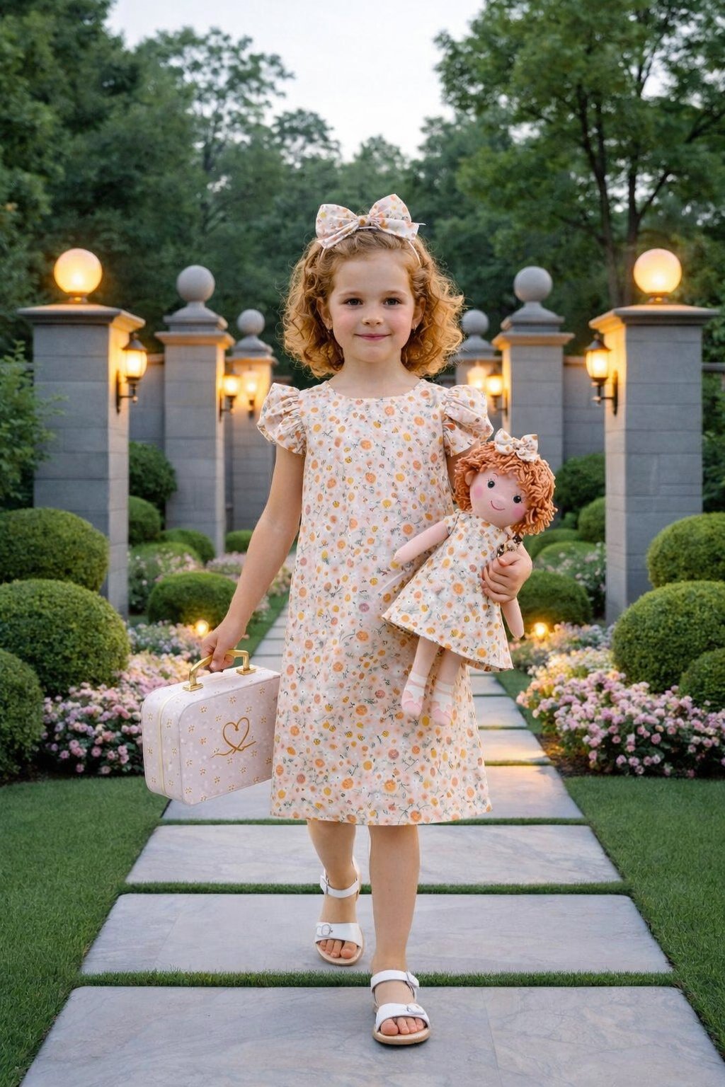Girls Picnic Dress & Matching Doll Set with Petit Case – Annie