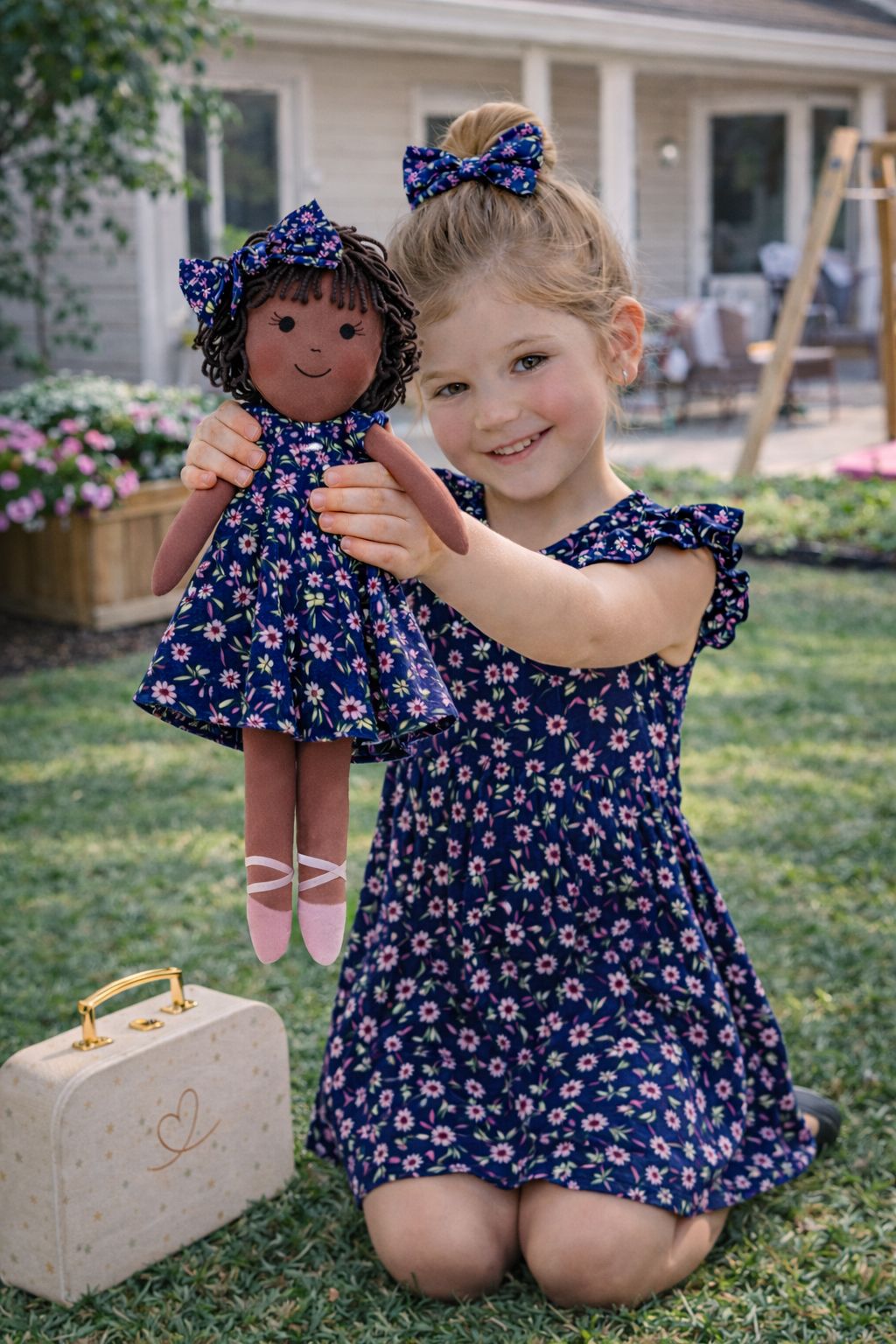 Girls Blossom Dress & Matching Doll Set with Petit Gift Case – Bella