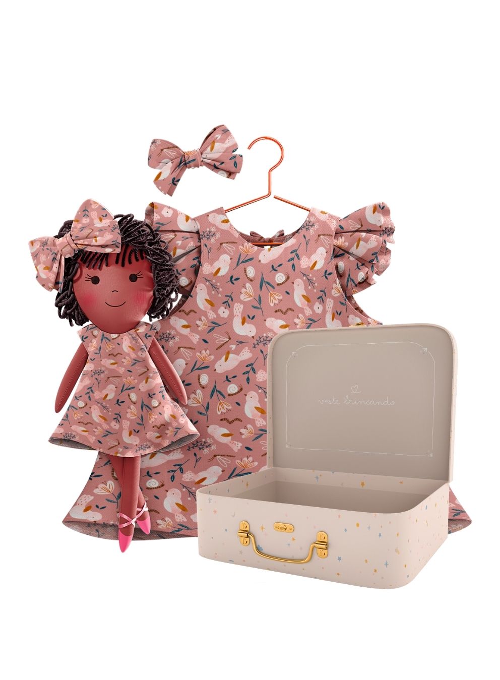 Bella cloth doll with her Petit Case keepsake suitcase