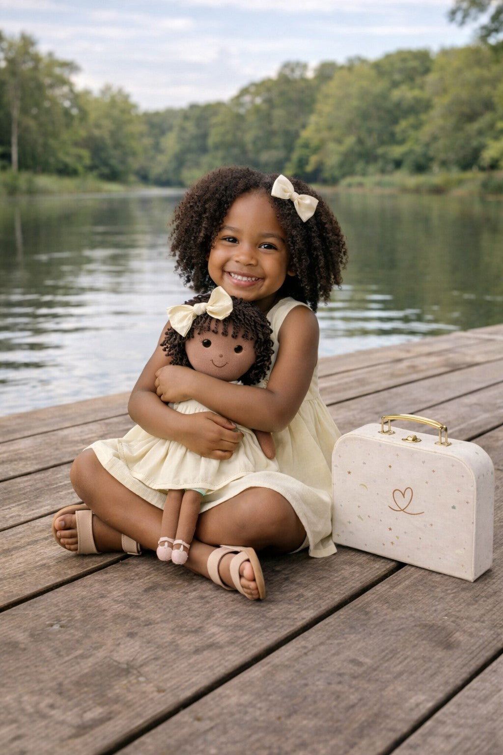 Girls Classic Yellow Dress & Matching Doll Set with Petit Case – Bella