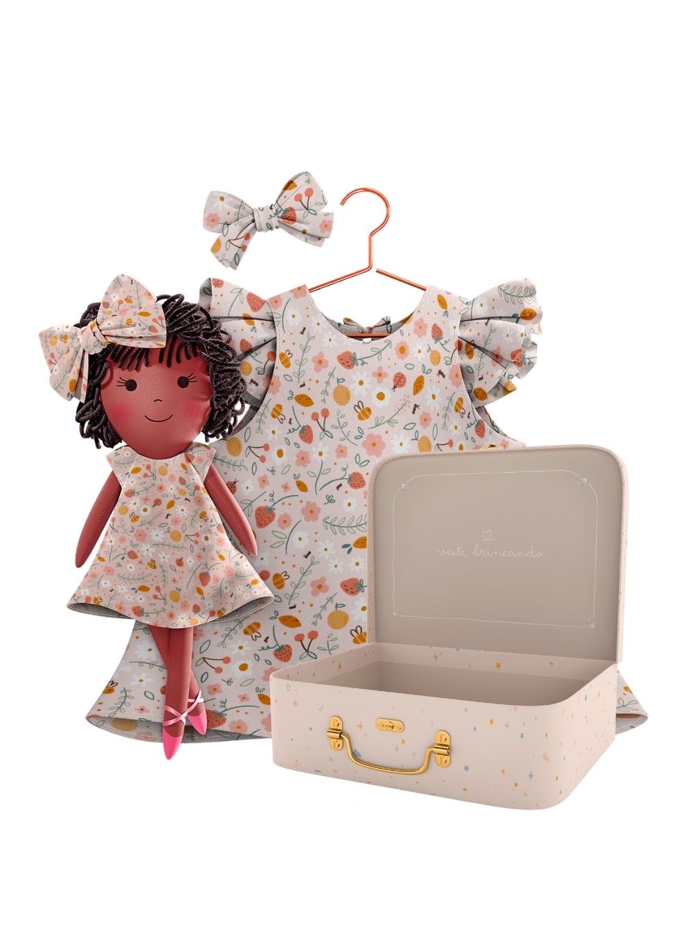 Bella cloth doll with her Petit Case keepsake suitcase