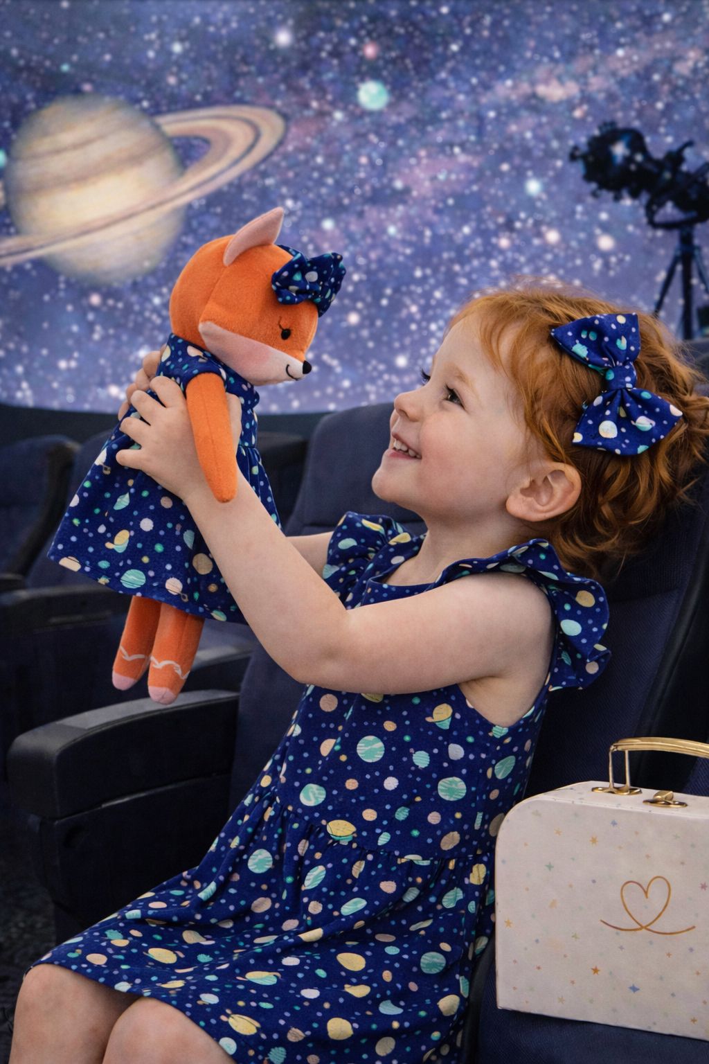 Girls Space Dress & Matching Doll Set with Petit Case – Mrs. Fox