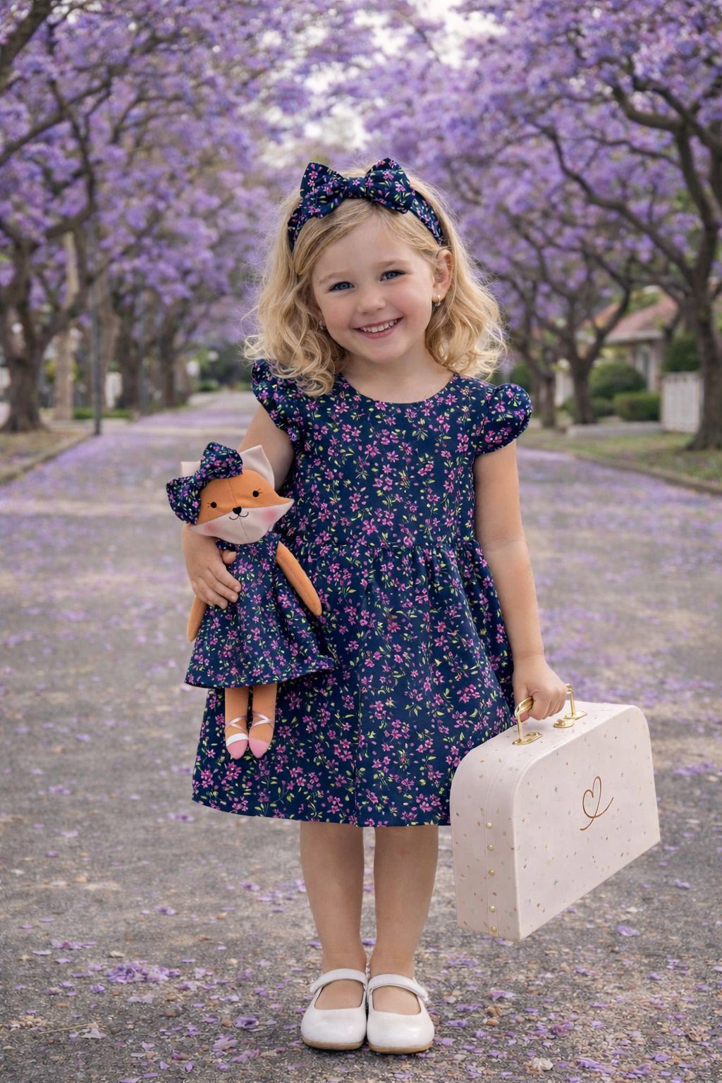 Girls Blossom Dress & Matching Doll Set with Petit Case – Mrs. Fox