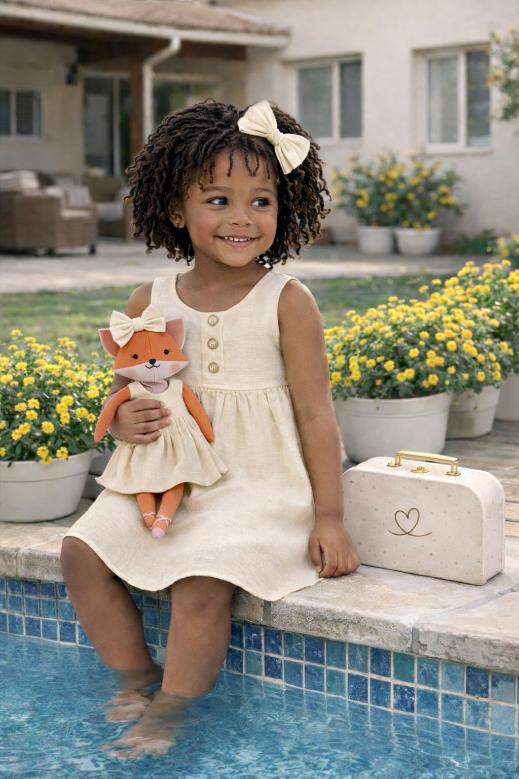 Girls Classic Yellow Dress & Matching Doll Set with Petit Case – Mrs. Fox