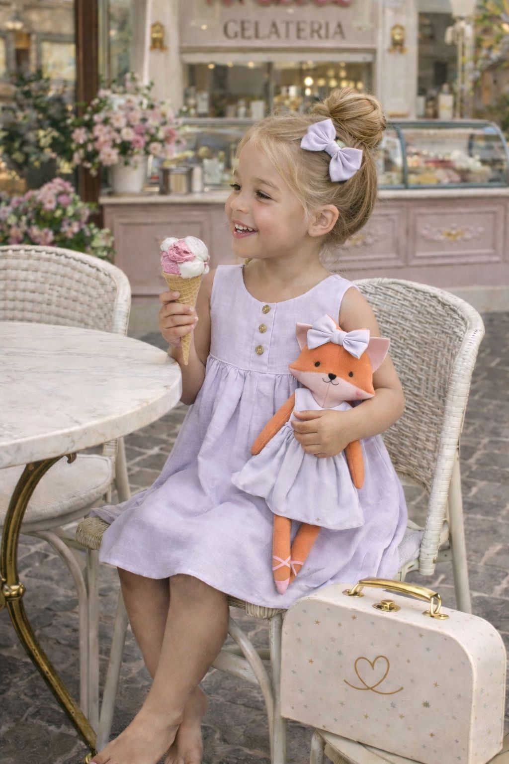 Girls Classic Lavender Dress & Matching Doll Set with Petit Case – Mrs. Fox