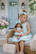 Girls Classic Green Dress & Matching Doll Set with Petit Case – Millie