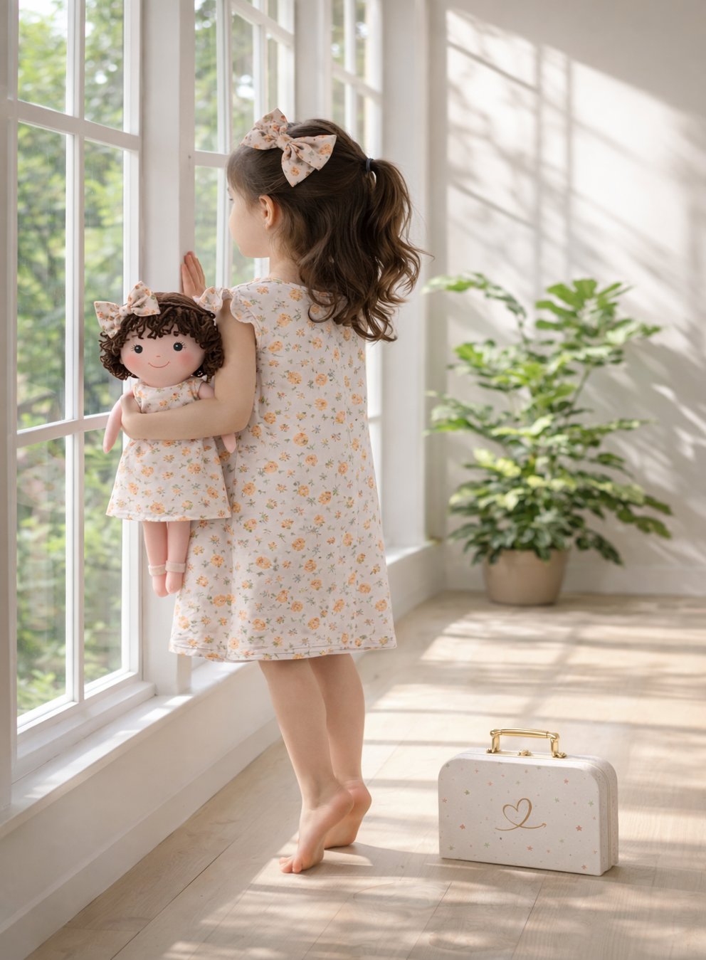 Girls Picnic Dress & Matching Doll Set with Petit Case – Nellie