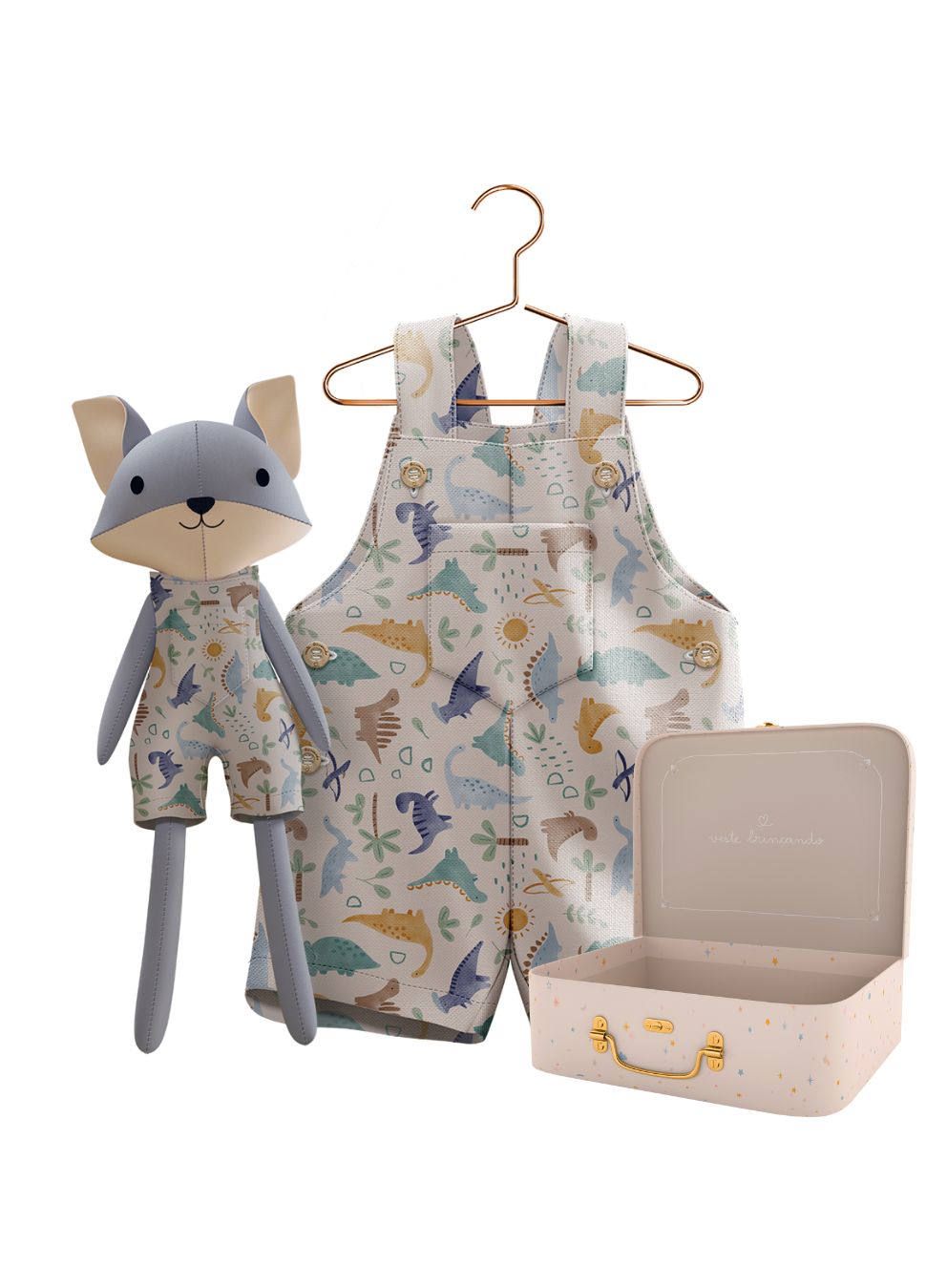 Mr. Fox plush toy with its Petit Case keepsake suitcase
