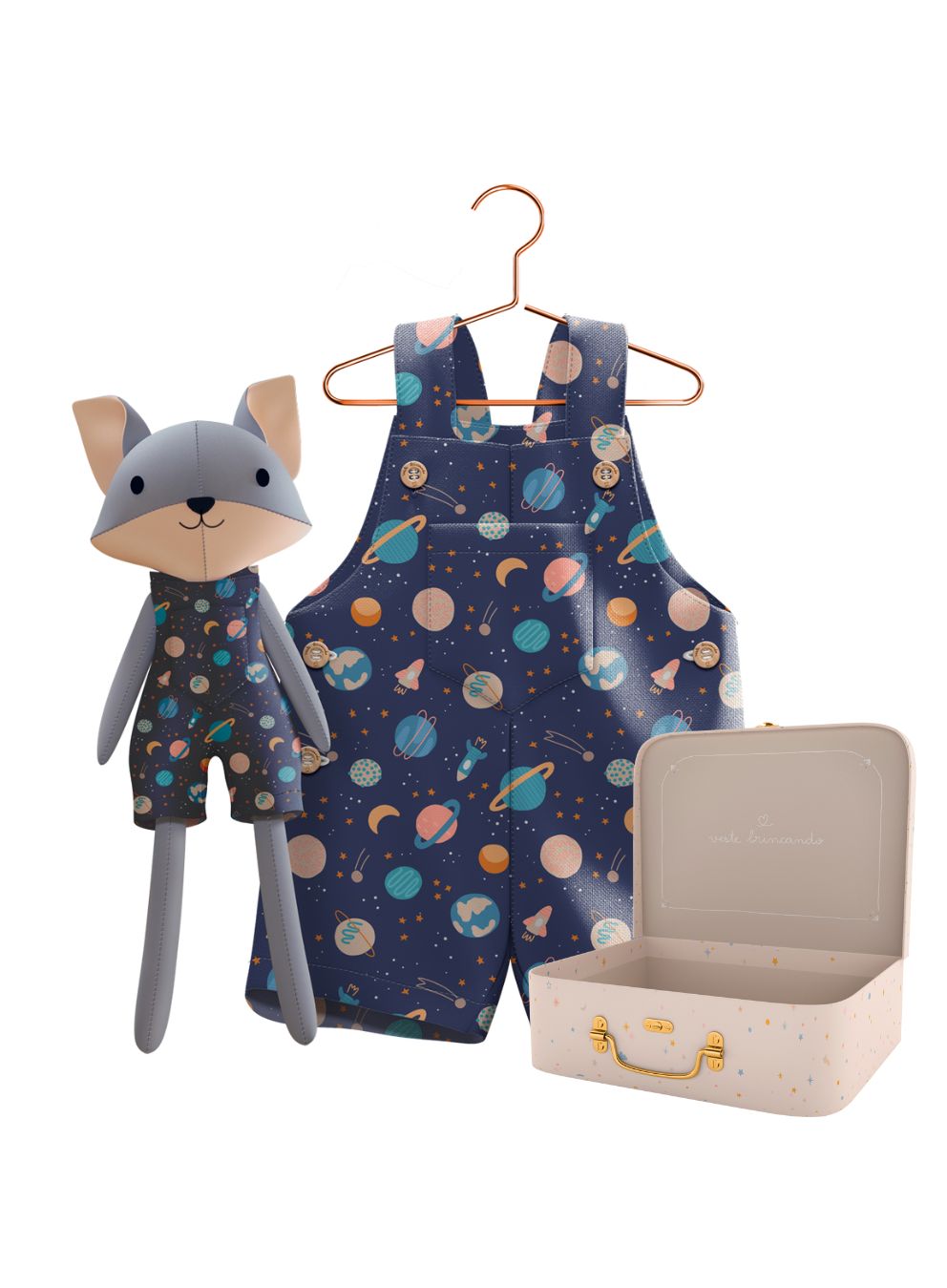 Mr. Fox plush toy with its Petit Case keepsake suitcase